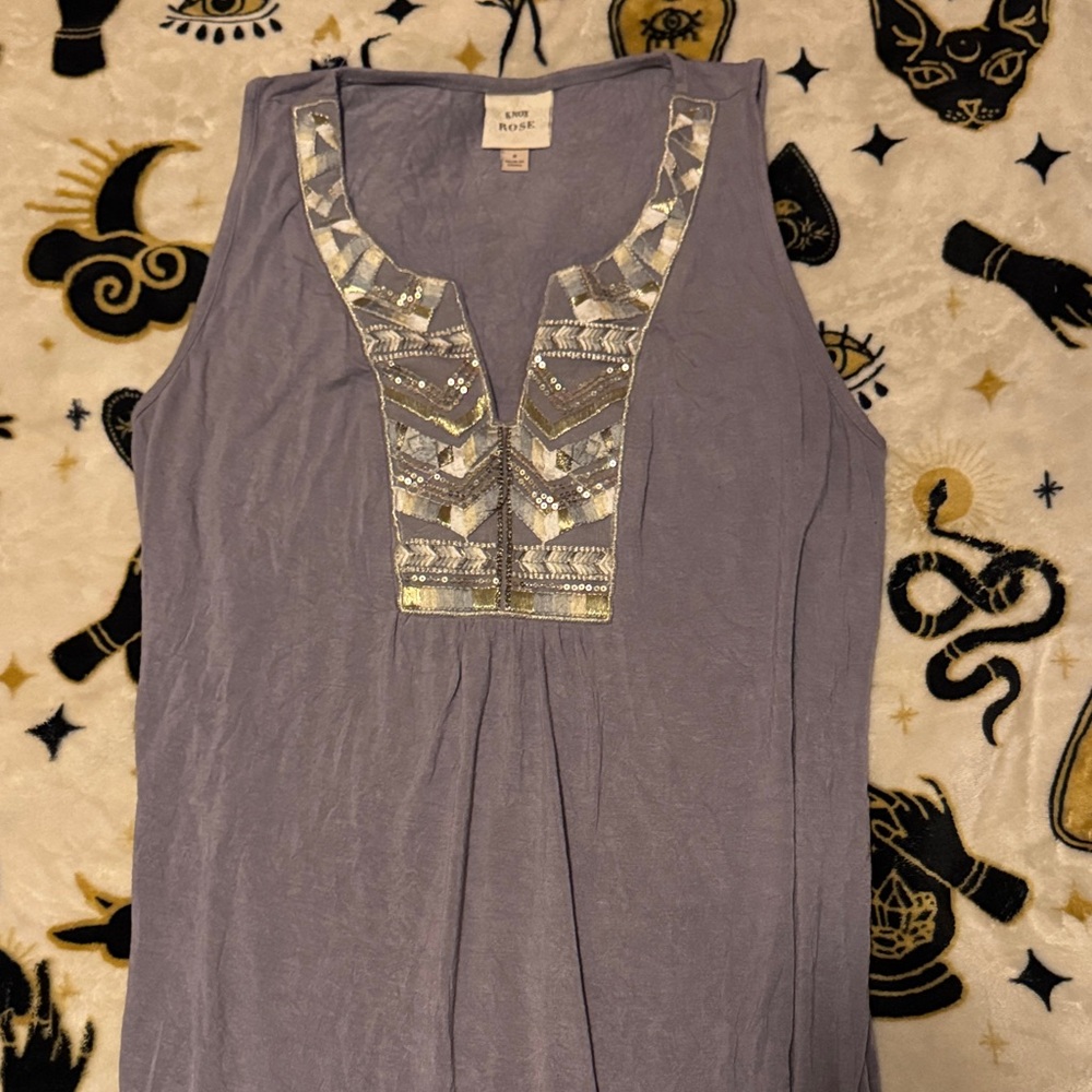 Knox Rose Lavender Tank Top with Silver Accents